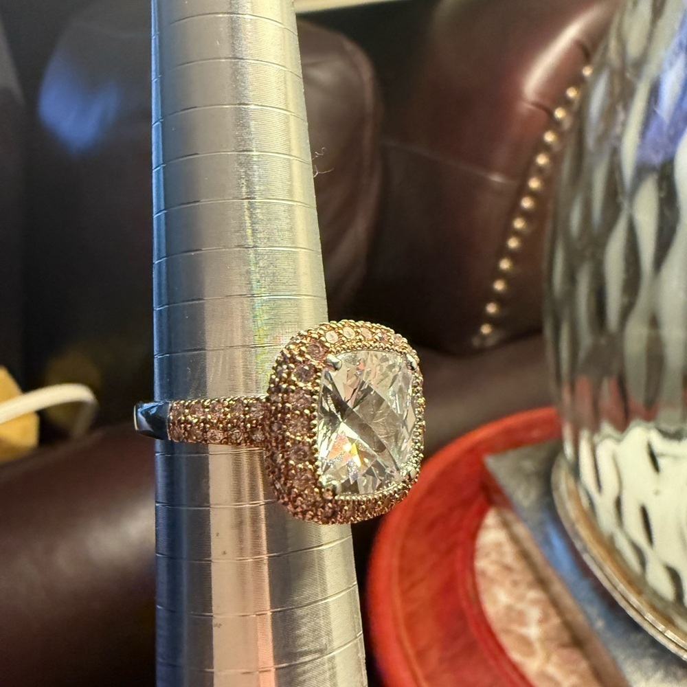 JOSEPH ESPOSITO ESPO STERLING SILVER ROSE AND CLEAR CZ COCKTAIL RING SIZE 10 - Picture 3 of 7